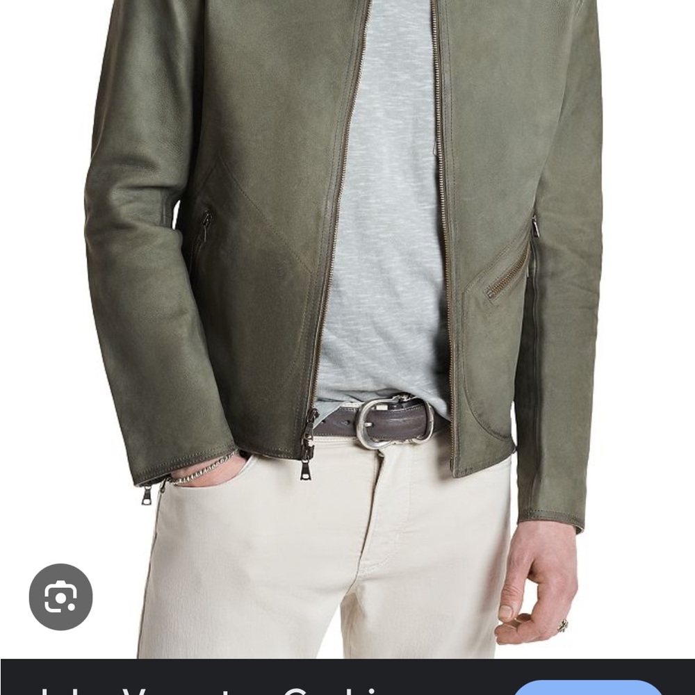 John Varvatos dark moss green Corbin leather jacket